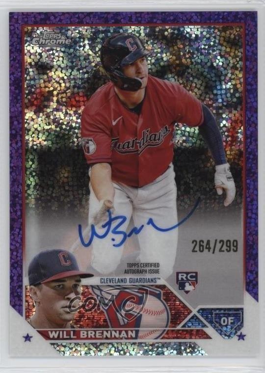2023 Topps Chrome Rookie Purple Speckle Refractor /299 Will Brennan Auto RC 16s2