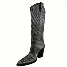 Cowboy Boots For Women Knee High Rhinestone Fashionable Western Performance Boot