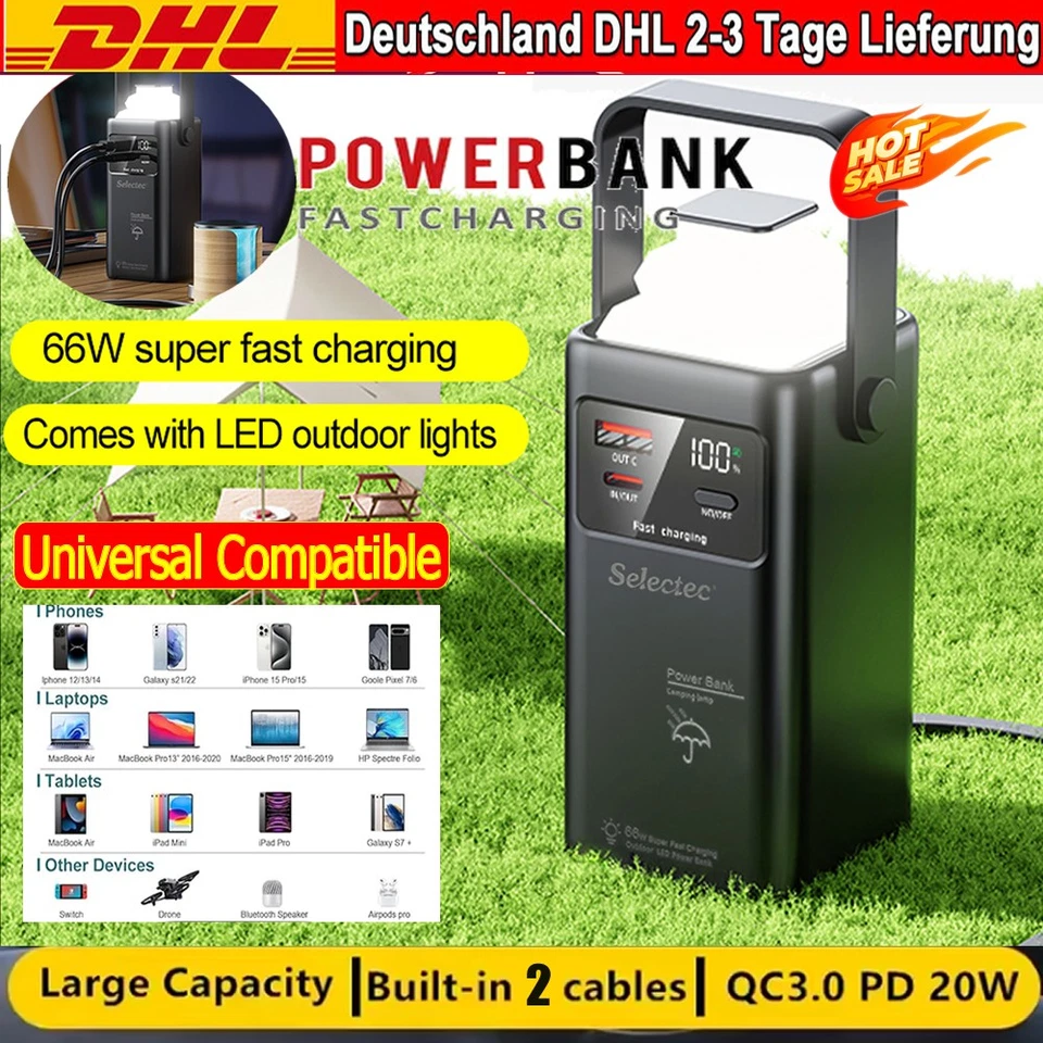 SELECTID 90000mAh Akku Powerstation 66W Strom Generator Powerbank Camping Stromversorgung