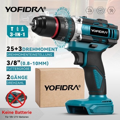 YOFIDRA  60NM Akkuschrauber Bohrmaschine 10MM Schlagbohrschrauber Für Makita18V 