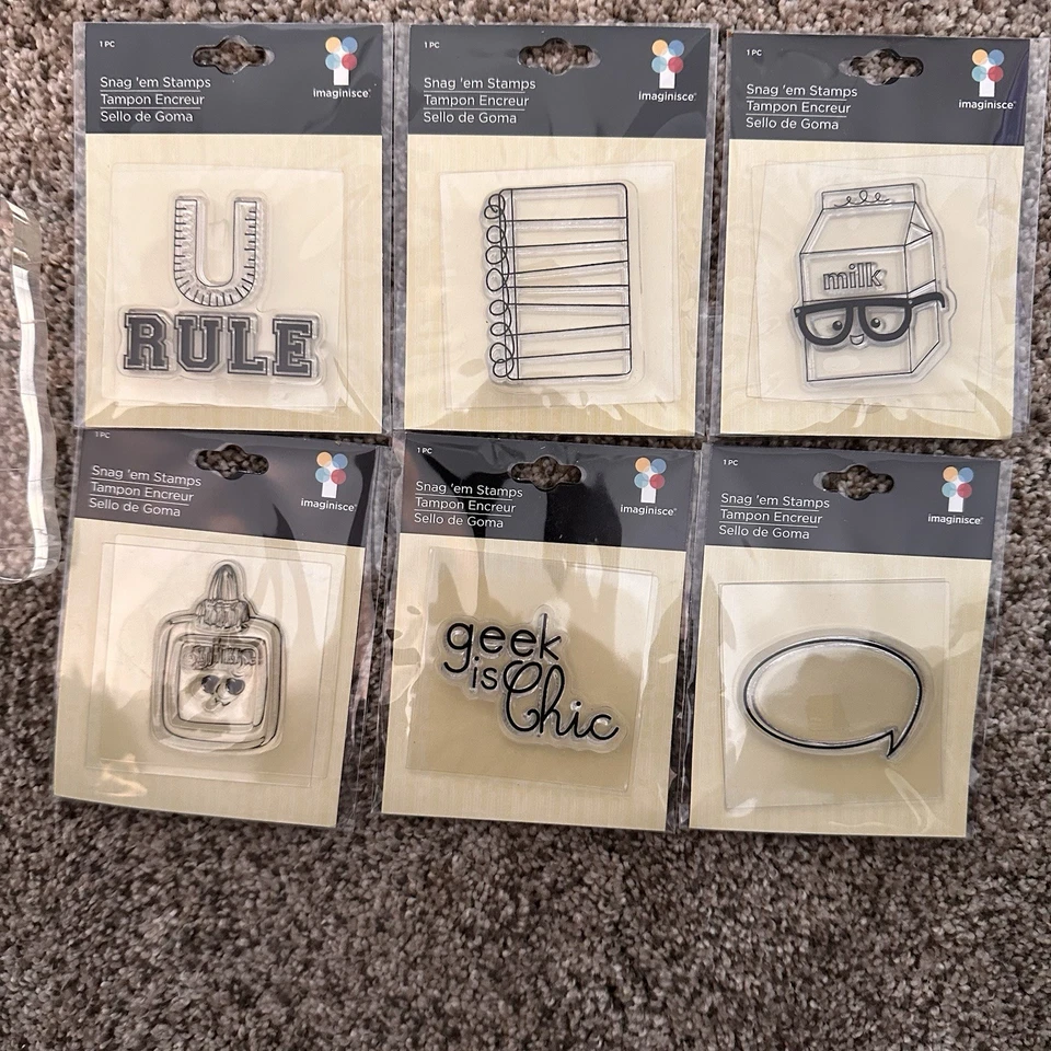 Imaginisce Snag Em Stamps School Clear Acrylic Crafts Include Grid Acrylic Block - Image 2 of 3