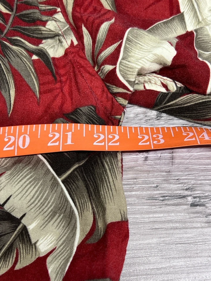 Vintage Pierre Cardin Red Hawaiian Shirt Palm Leaves 100% Rayon Adult Size Large - Image 4 of 4