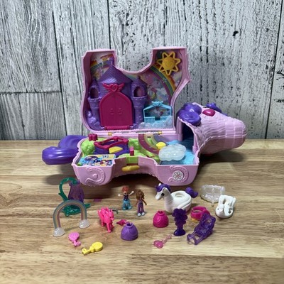 Polly Pocket Unicorn Party Compact Playset Carry Case Pink Piñata Figures Toys