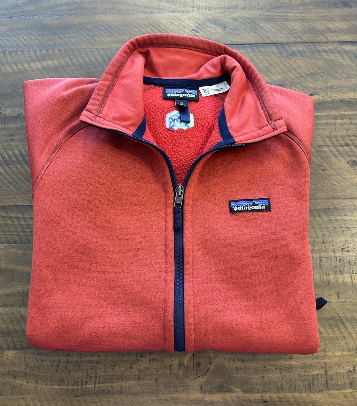 Patagonia Men's Orange Fleece Sweater Full Zip Size Medium Vintage