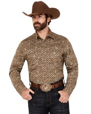 Wrangler Men's Retro Men'S Medallion Print Long Sleeve Snap Western Shirt -
