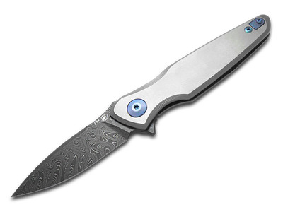 Spartan Blades Pandia Frame Lock SF16DMBL Blue Titanium Damascus Steel Knife