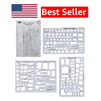 Versatile House Plan & Furniture Template Set - Perfect for Designers, Set of 3