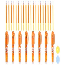 8er Pack 0,5mm l&ouml;schbare Gelstifte mit 20 Nachf&uuml;llern & 2 Radierern f&uuml;r Orange