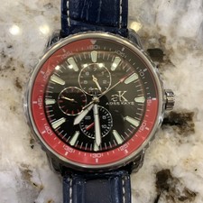 Adee Kaye Men’s Watch - 2 Piece Navy Blue Band - All Stainless Steel - Used/Nice