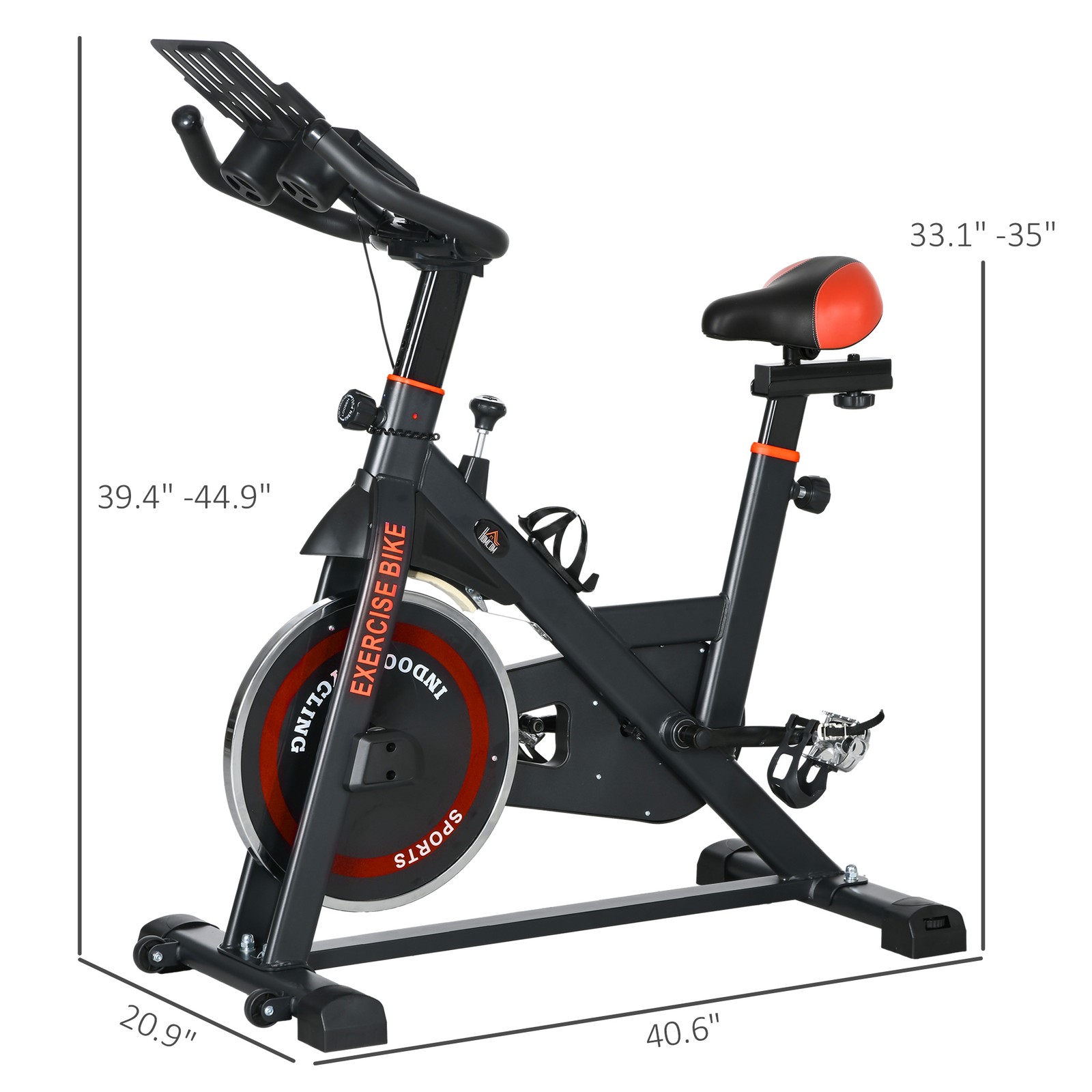Exercise Cycling Bike w/ Adjustable Height/Resistance, Pedal Cages, & LCD