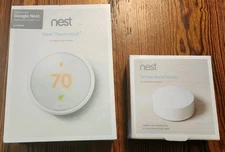 Nest Programmable Smart Thermostat - White (T4000ES) & Temp Sensor T5000SF - NEW