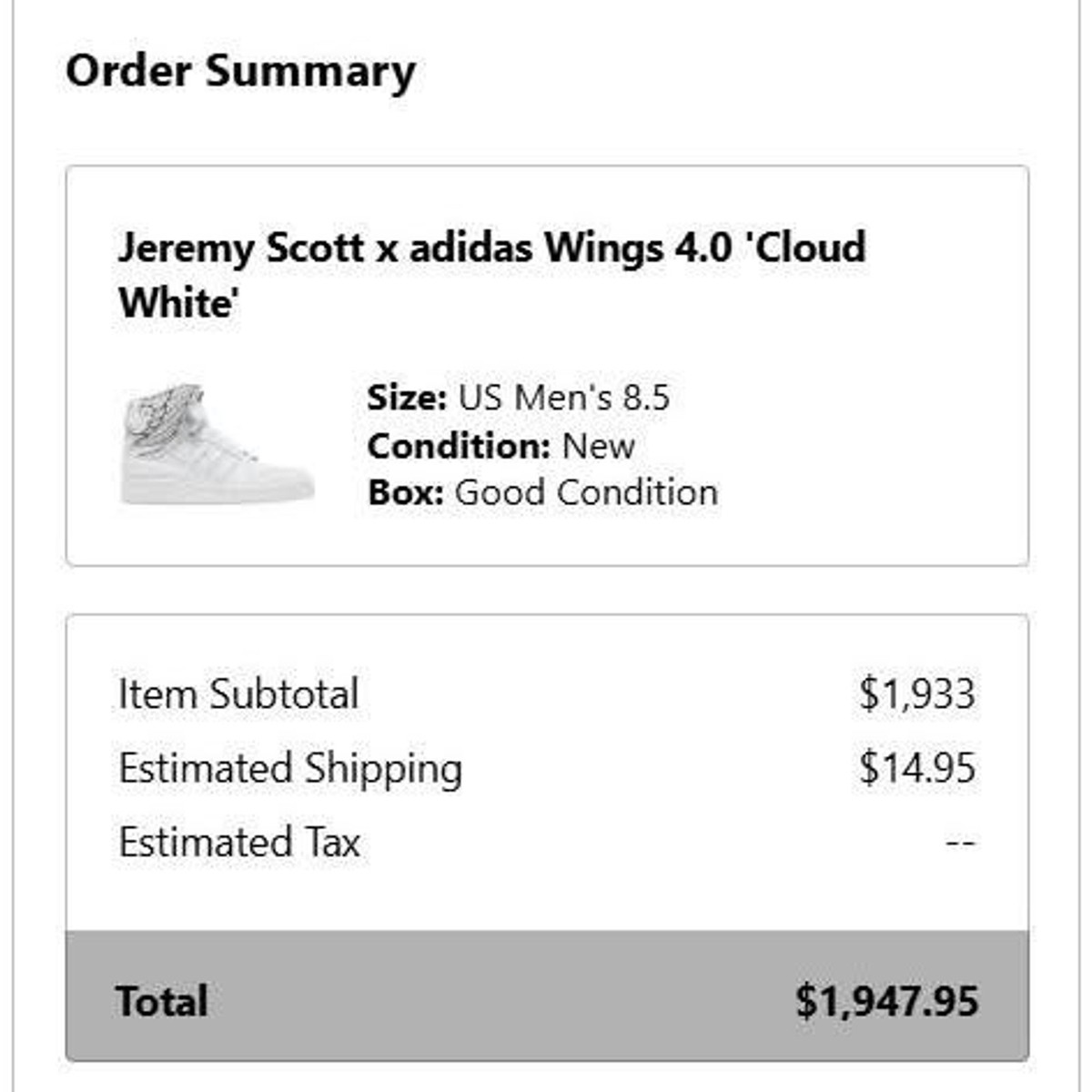 Jeremy Scott x adidas Wings 4.0 Cloud White US Men display picture 2