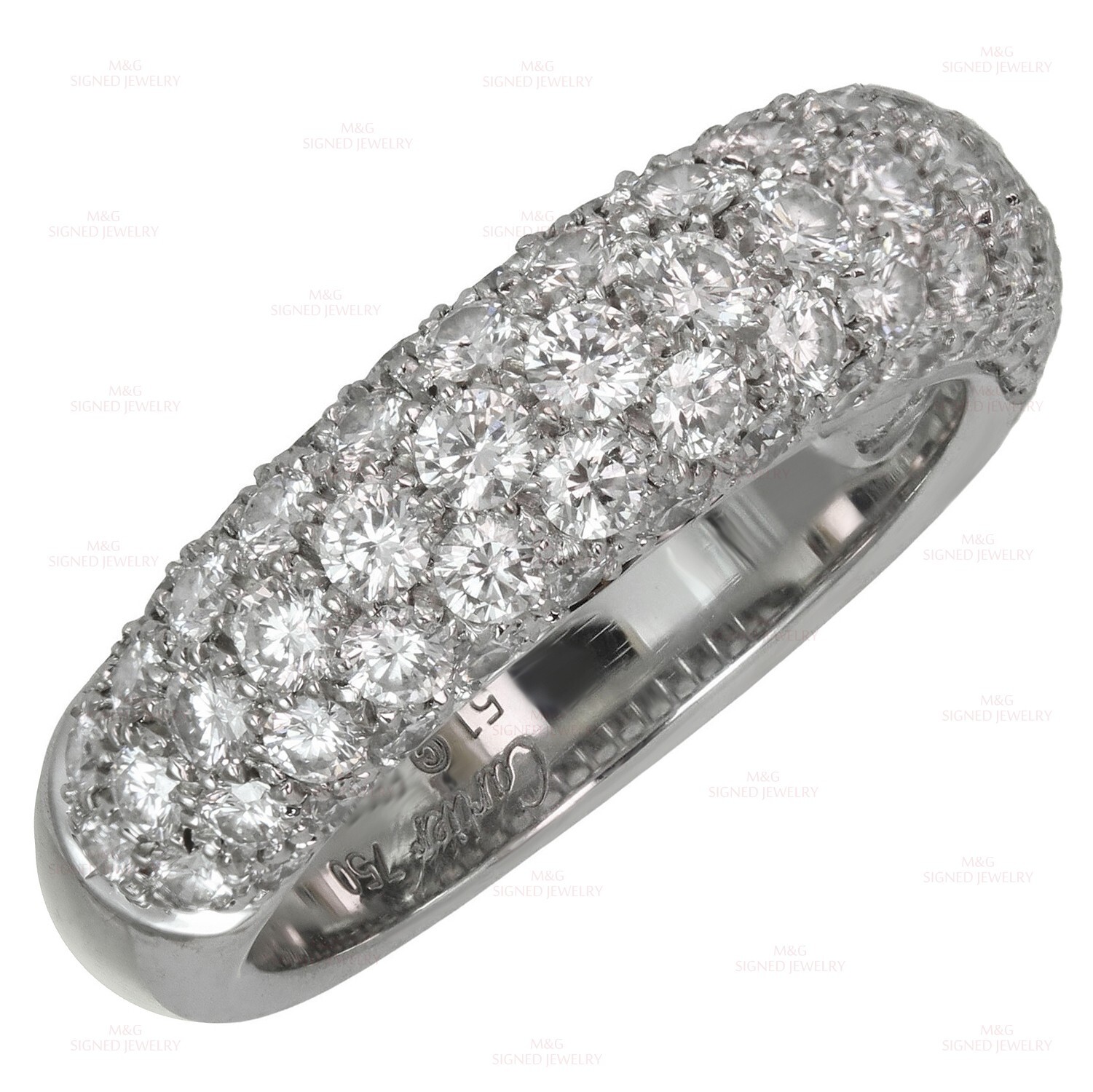Cartier 18k White Gold Pave Diamond Band Ring Size 51-image