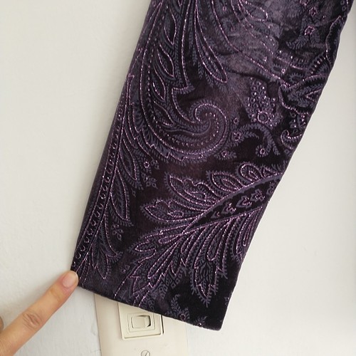 R&M Richards Jacket Women 16 Purple Velvet Embellished Ornate Shiny Glitter - Picture 2 of 10