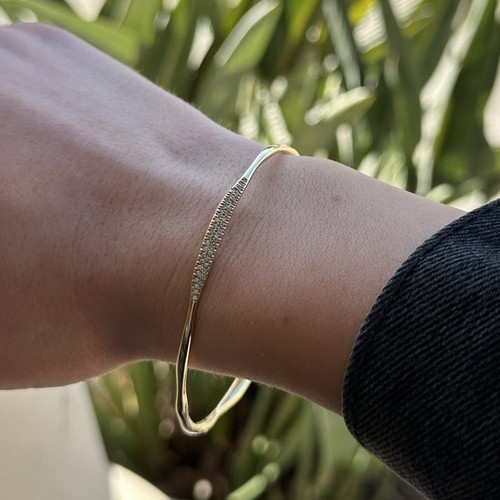 IPPOLITA Stardust Two Station 18K Solid Yellow Gold Diamond Bangle Bracelet - Picture 10 of 15
