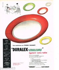 ADVERTISEMENT ADVERTISING 085 1956 DURALEX SAINT-GOBAIN color plates