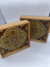 Handmade 80’s Tile And Wood Bookends So Cool Funky Vintage