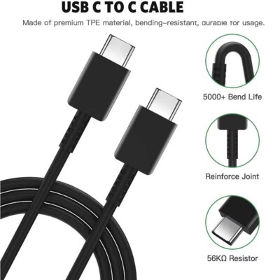 USB C to USB C Cable Type C Fast Charging Cable for Samsung Galaxy S23 S22 S21