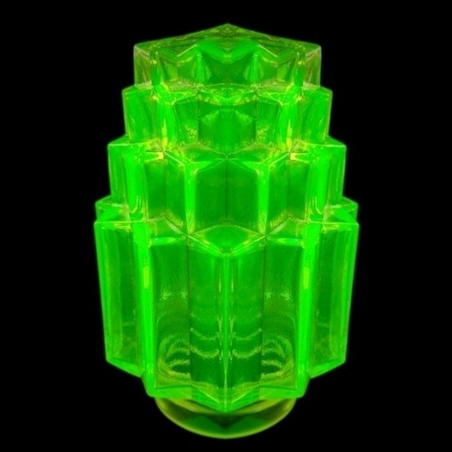 French Art Deco • Vaseline Glass Lamp Shade • For Antique Lamp