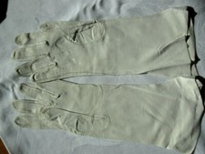 EUC Vintage customer handmade Ivory Ladies Real Kidskin Leather Gloves Sz 7