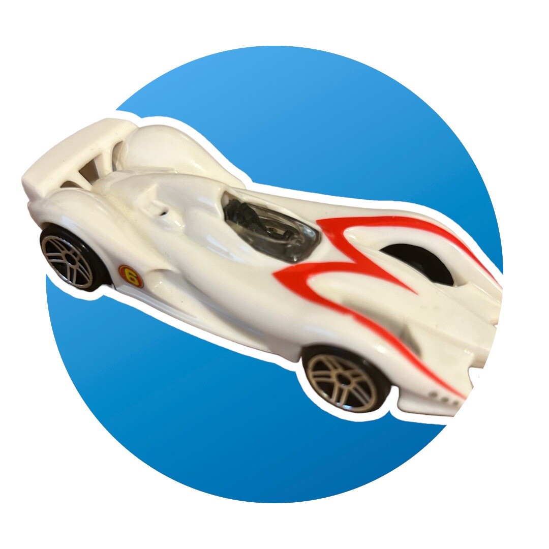 Hot Wheels Speed Racer Mach 6 Race Car #6 Toy Car 2008 White Hot Wheels Speed Racer Mach 6 Race Car #6 Toy Car 2008 White