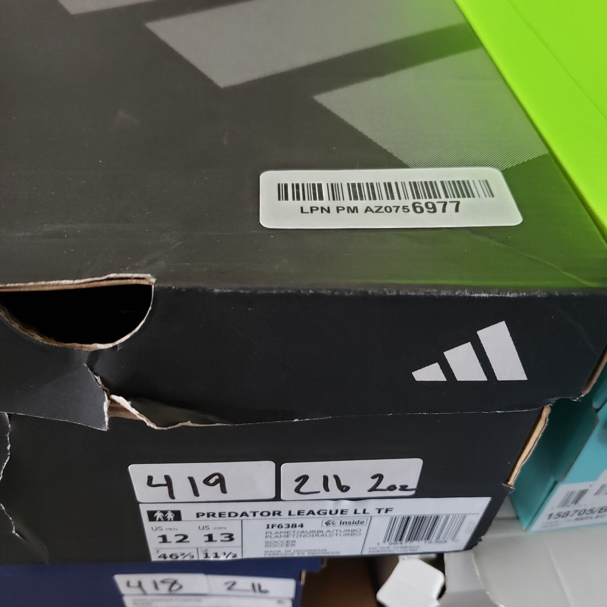 Adidas Predator League LL TF Mens 12 Silver Soccer Cleats Sportswear Futuristic adidas Predator Elite Tongue Firm Ground - Iron Met./Ftwr  main image 3