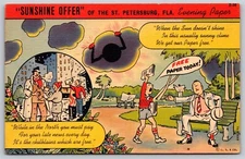 Postcard Sunshine Offer of the St Petersburg FL Evening Paper linen O25