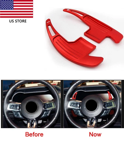 New Red Steering Wheel Shift Paddle Shifter Extension Fit Ford Mustang 2015 up