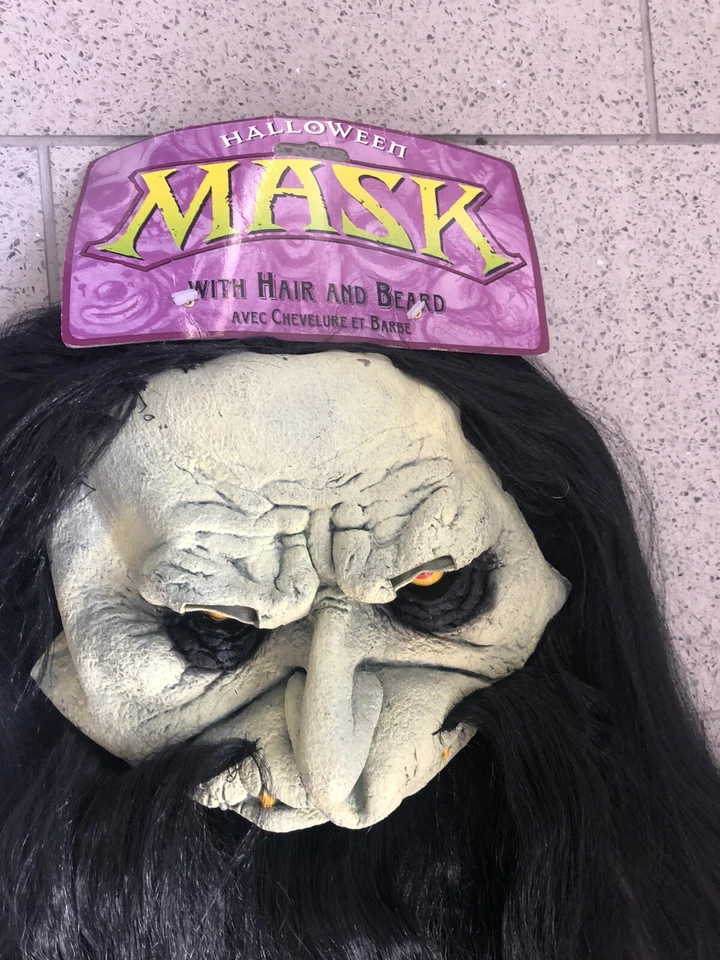 Halloween Party Scary Mask With Hair And Beard New On Pack - Quality Vinyl mask - Image 4 of 4