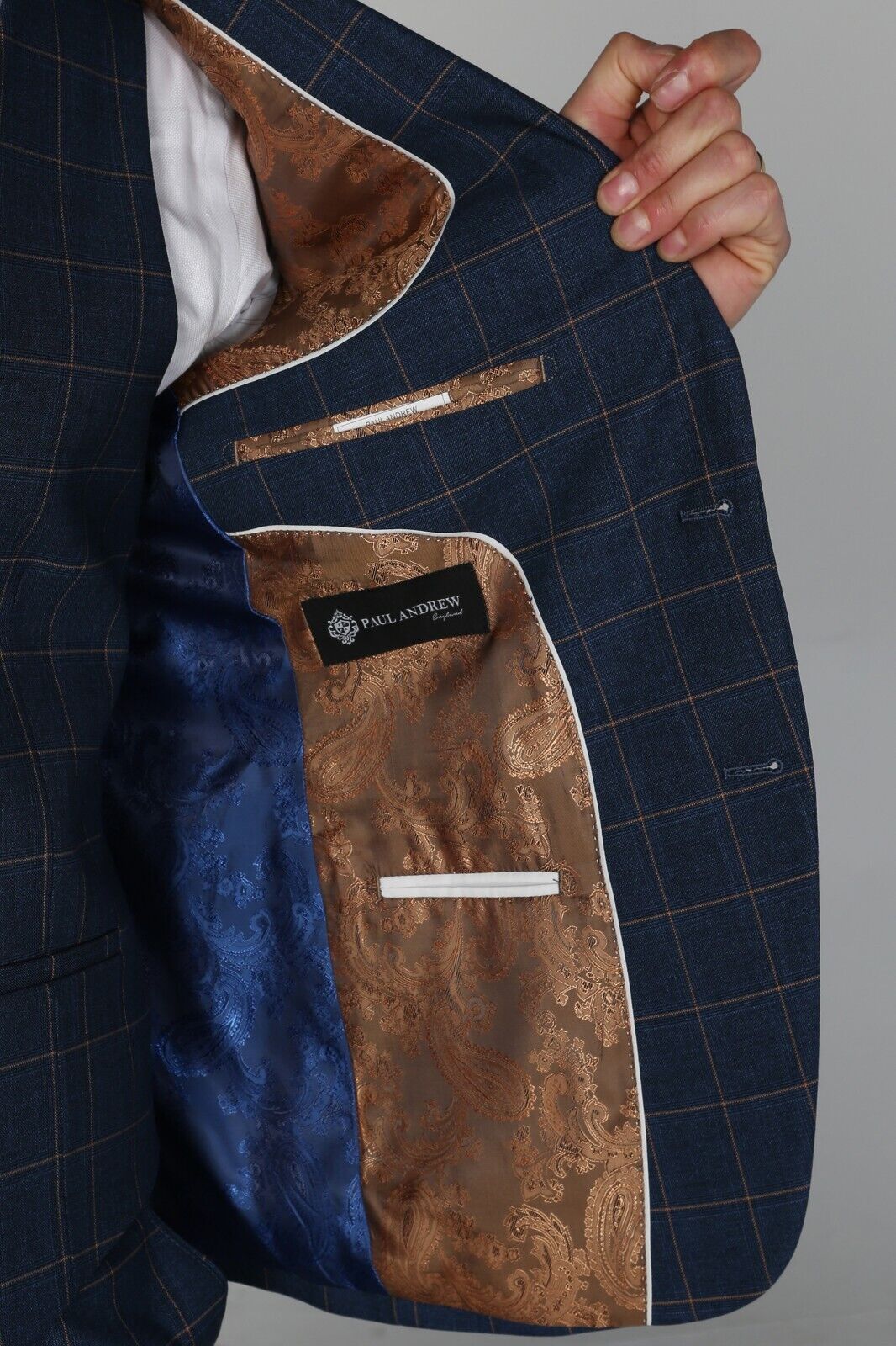 Mens Boys Windowpane Check Suit Blue Wedding Father Son Matching 3 Piece Set - Picture 7 of 25