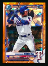 2021 BOWMAN CHROME SAPPHIRE BCP7 MAXIMO MAX ACOSTA RC ORANGE REFRACTOR #72/75!