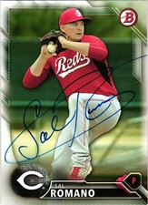 Sal Romano Signed 2016 Bowman Prospects MLB Baseball Card AUTO Reds #BP33