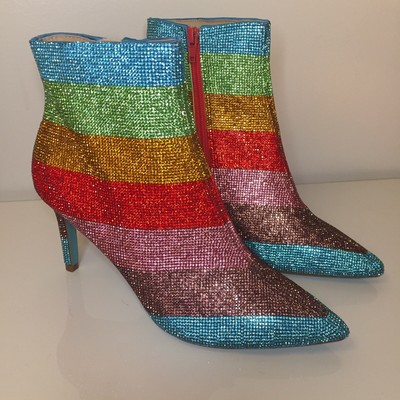 betsey johnson red rhinestone booties