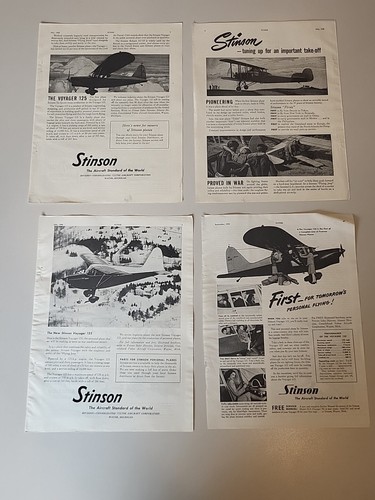 Lot (4) Stinson Aircraft WW2 Flying Popular Aviation Magazine Print Advertising - Picture 1 of 5