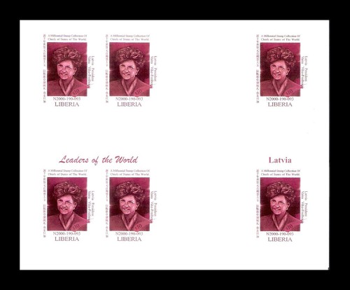 Liberia 1999 Latvia President Vaira Frike Vaiberga Set x3 Imperf Bloc MNH - Picture 4 of 4