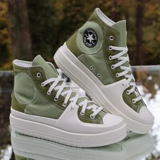 Converse Chuck Taylor All Star Hi Construct Men’s 10 Green White Custom A03471C