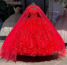 Stuning Red Quinceanera Dresses 3D FloralGirl Birthday Party Prom Gowns  Sweet16