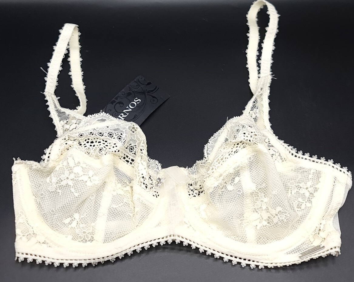 CHARNOS CHERUB UK 32C IVORY FLORAL LACE UNPADDE WIRED FULL CUP BRA UK 32C NEW