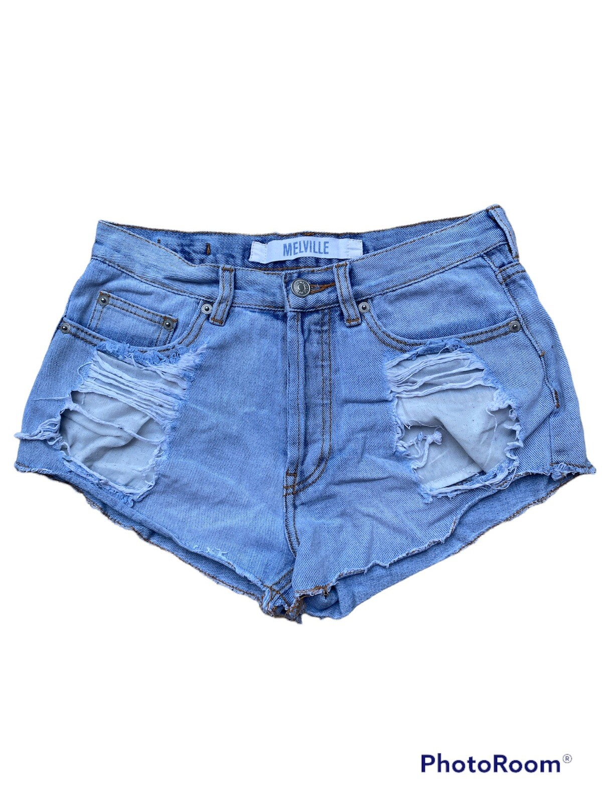 Brandy Melville Jeans Shorts 26 Mid Rise Cut Off Butt… Gem