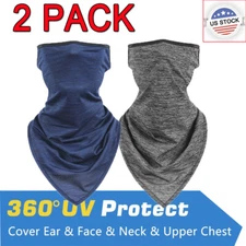 2x Sun Shield Face Mask Neck Gaiter Cover Scarf Bandana Balaclava with Loops Ear