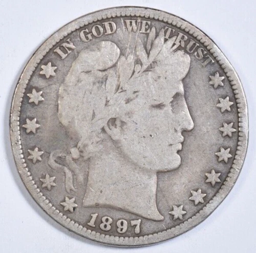 1897 BARBER HALF DOLLAR ~ OLD LIGHT SCRATCHES, SOLID FINE! PRICED RIGHT! INV#3