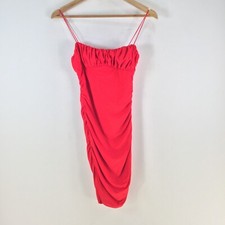 Princess Polly womens bodycon dress size 10 red sleeveless gathered 113738
