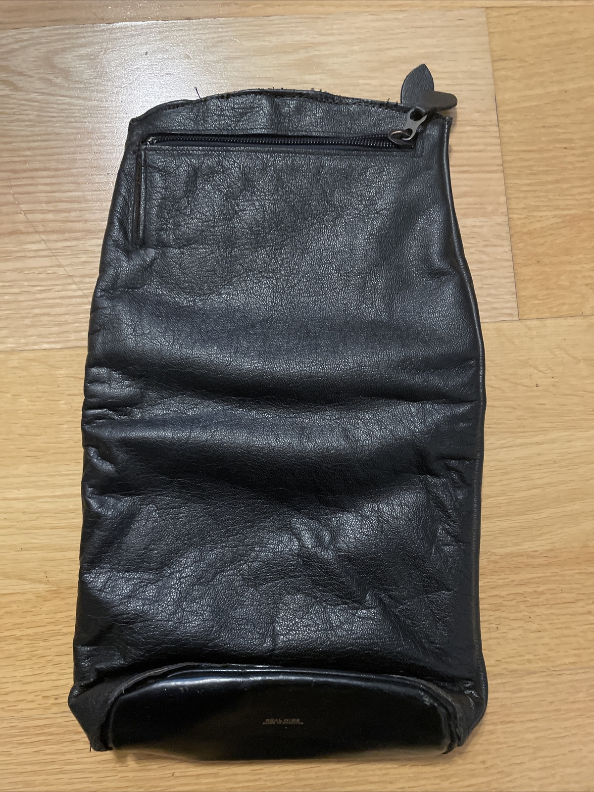 Real Cowhide Leather Stash Bag With 2 Zippers
