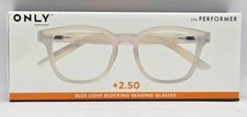 ONLY Eyewear The Performer Clear/White 2.50 Blue Light Reading Glasses Readers