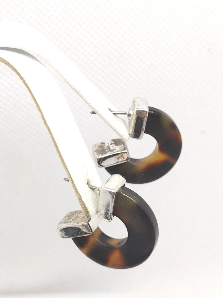 Nine West Marrón Oscuro Estilo Caparazón de Tortuga Medio Aro Pendientes Joyería Regalo Foto 3 de 4