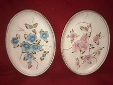 Lefton China Japan WALL HANGINGS Raised Floral/Roses 5"x7" Oval