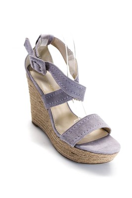 Marc Fisher Womens Haely Espadrille Wedge Sandals Lavender Suede Size 8 |  eBay
