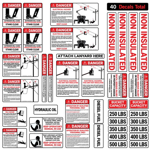 Safety OSHA Decal Sticker Kit for Bucket Truck, Crane Truck, Boom Truck - 40 Pcs - Picture 5 of 6
