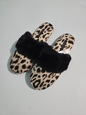 Victoria's Secret Small 5-6 Signature Satin Slipper W/ Bag Leopard Print NWT