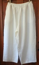 FLAX Designs Linen Pants L NWOT FLoods IVORY HOMESPUN